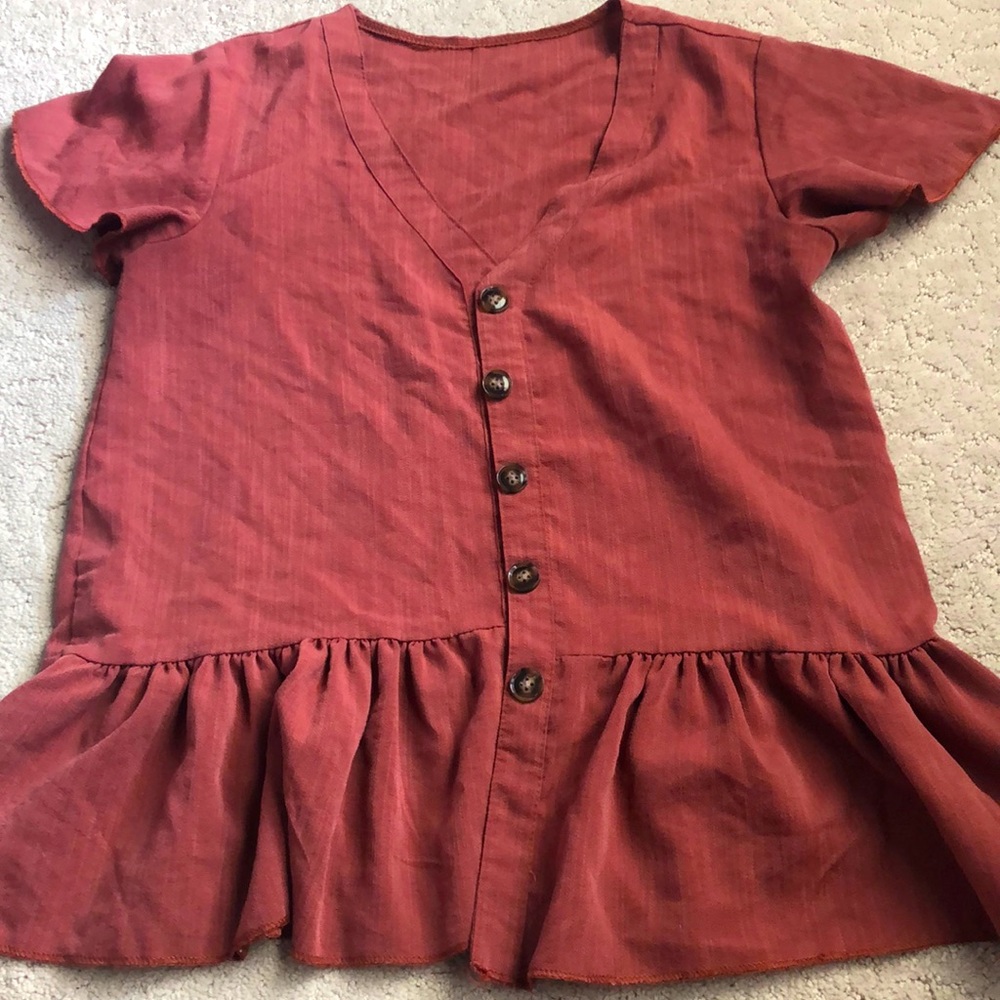 American Eagle Burnt Orange Button Up Blouse